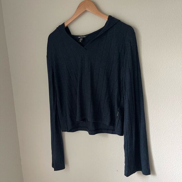 Athleta Harmony Pose Hoodie Sweatshirt in Dark Sardinia Blue Heather - Picture 12 of 12